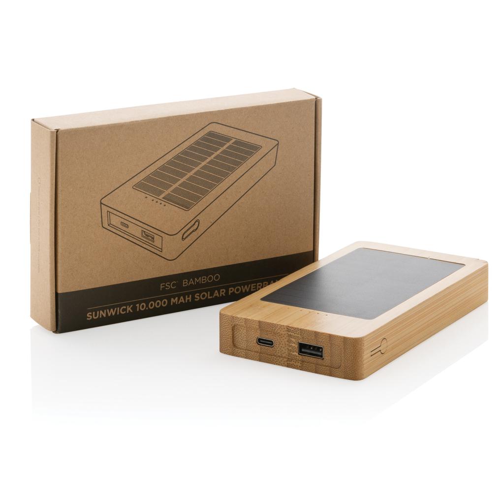 Powerbank solar Sunwick din bambus 10.000 mAh brown