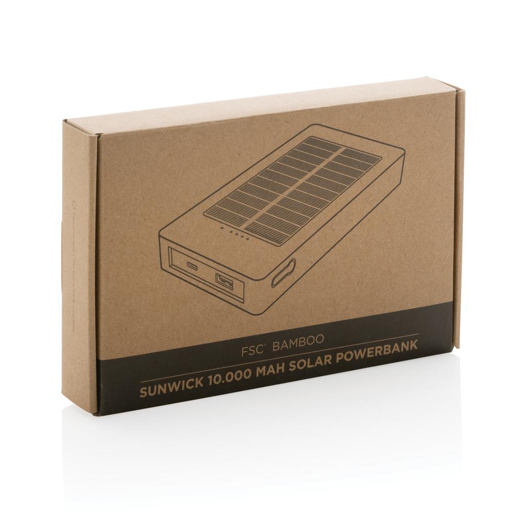 Powerbank solar Sunwick din bambus 10.000 mAh brown