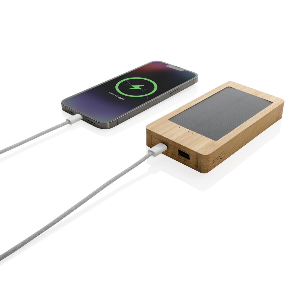Powerbank solar Sunwick din bambus 10.000 mAh brown