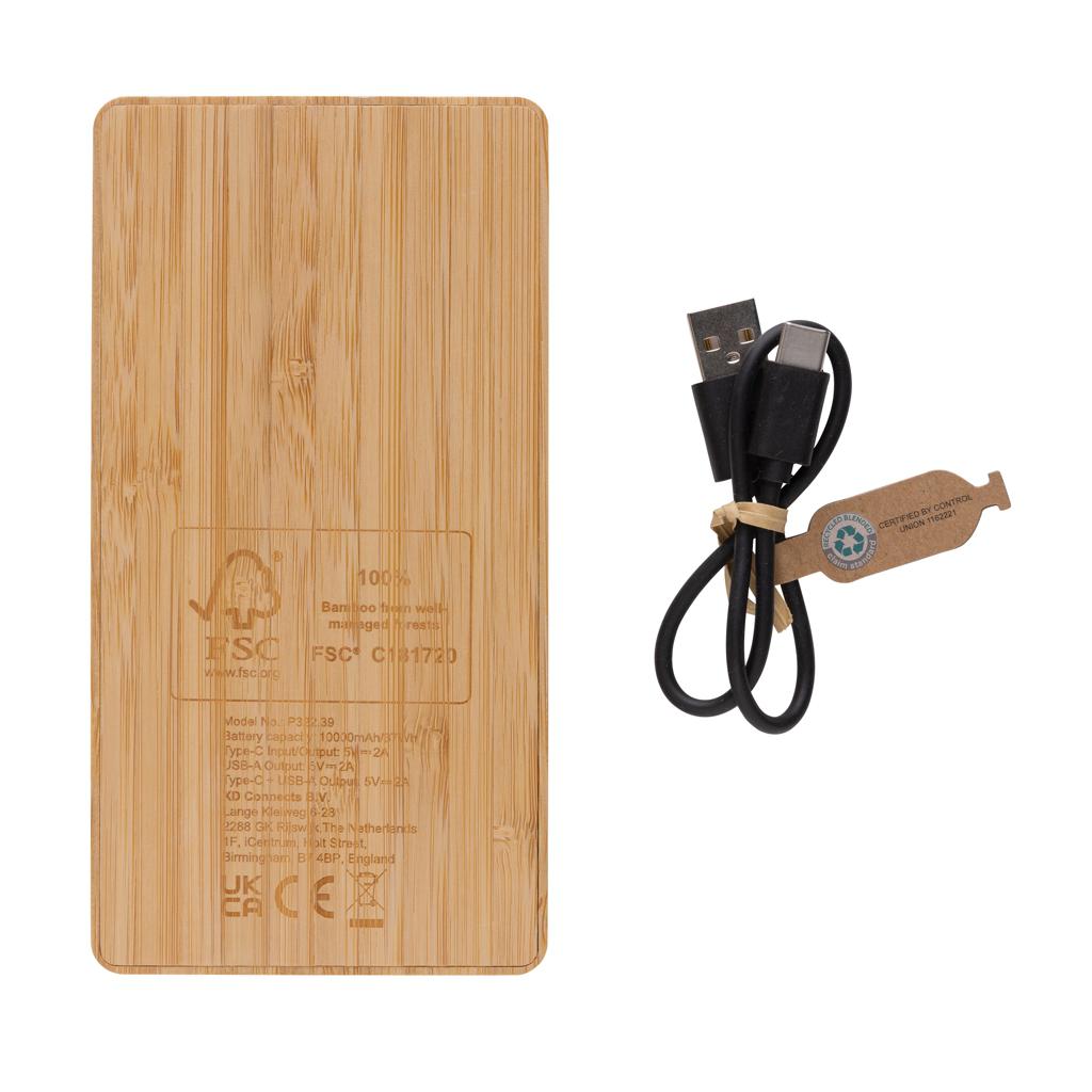 Powerbank solar Sunwick din bambus 10.000 mAh brown