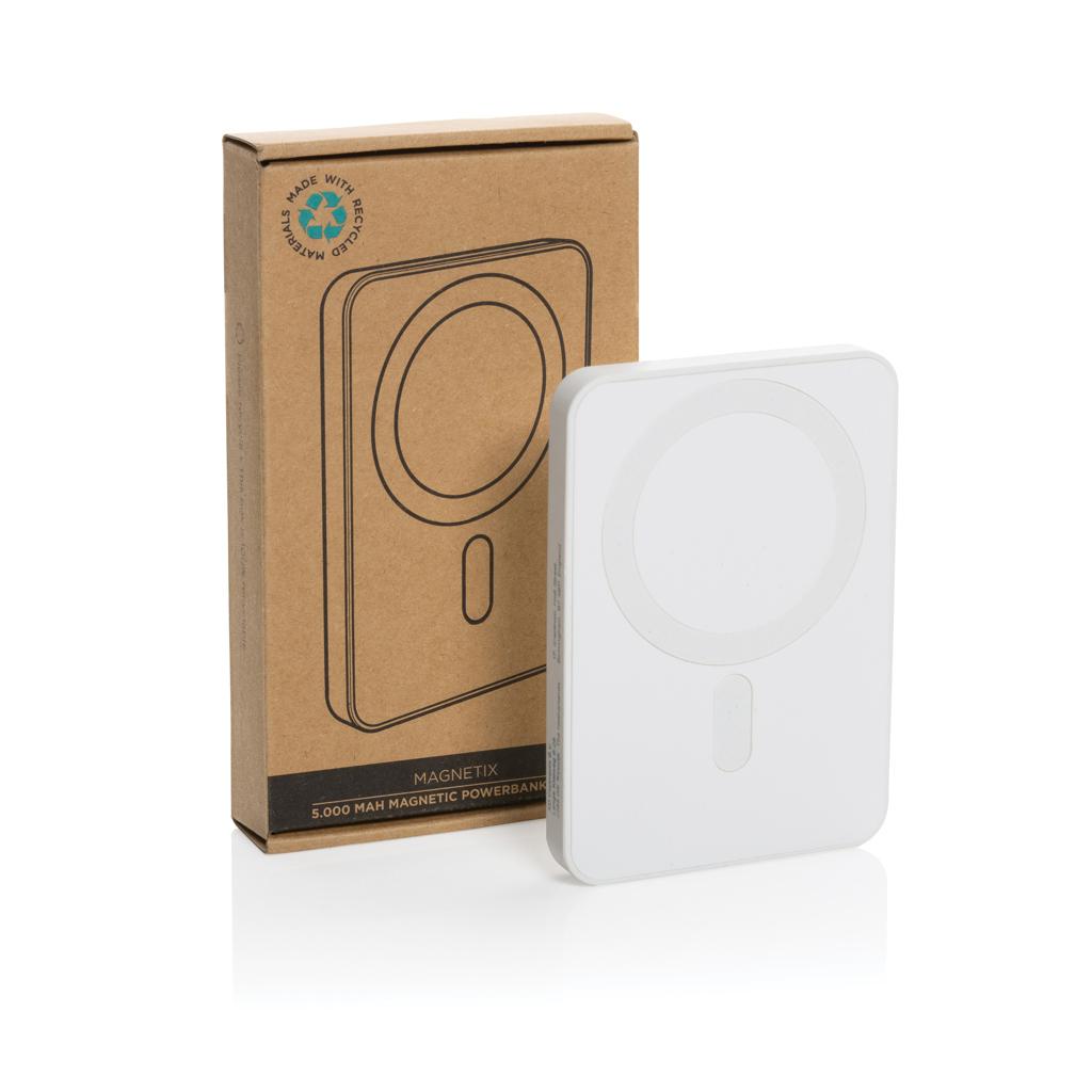 Powerbank magnetic Magnetix din plastic reciclat RCS 5.000 mAh transparent