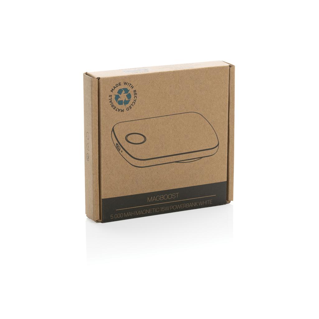 Powerbank magnetic MagBoost din plastic reciclat RCS 5.000 mAh transparent