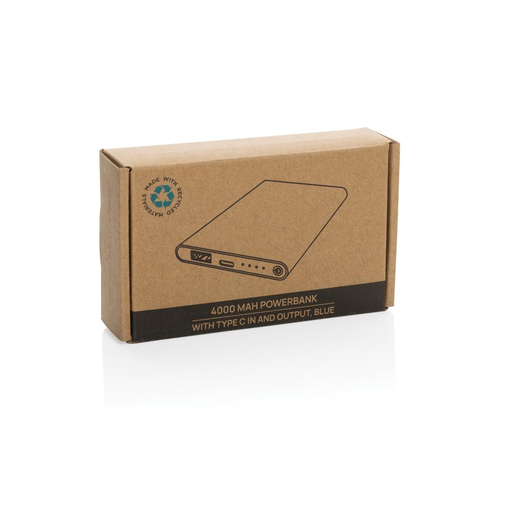 Powerbank din plastic reciclat/aluminiu RCS 4.000 mAh cu port Type-C blue