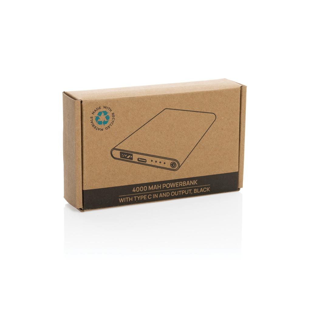 Powerbank din plastic reciclat/aluminiu RCS 4.000 mAh cu port Type-C black