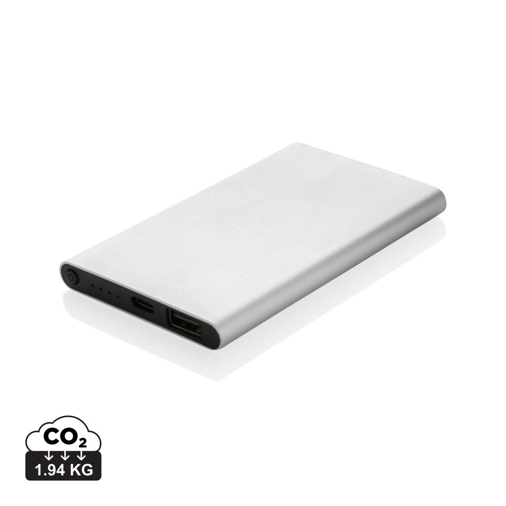 Powerbank din plastic reciclat/aluminiu RCS 4.000 mAh cu port Type-C silver