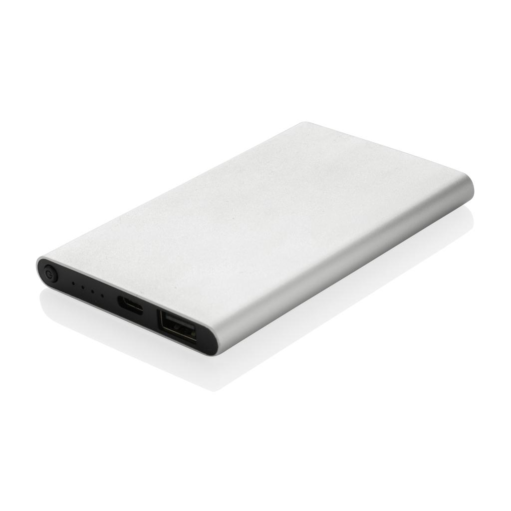 Powerbank din plastic reciclat/aluminiu RCS 4.000 mAh cu port Type-C silver