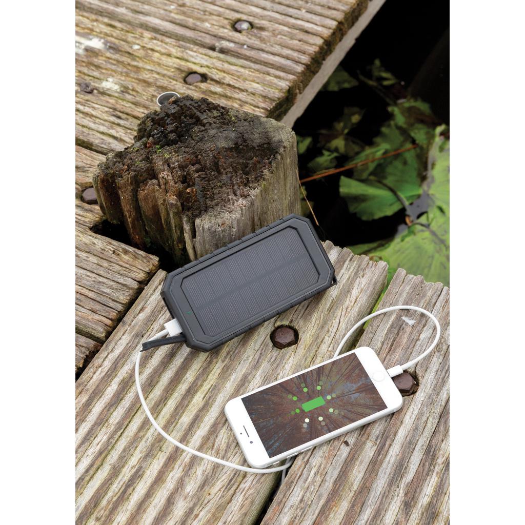 Powerbank solar din plastic reciclat RCS cu încărcare wireless 10W black