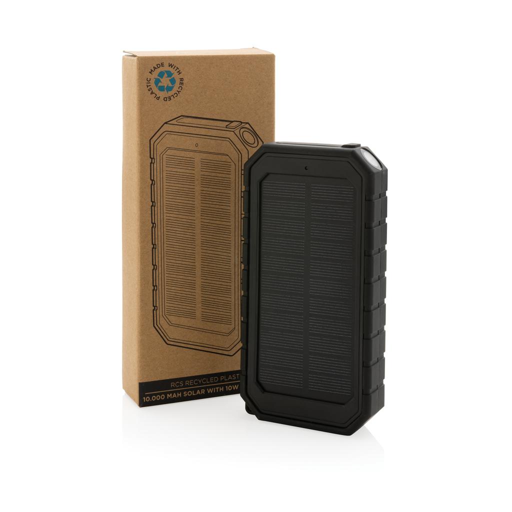 Powerbank solar din plastic reciclat RCS cu încărcare wireless 10W black
