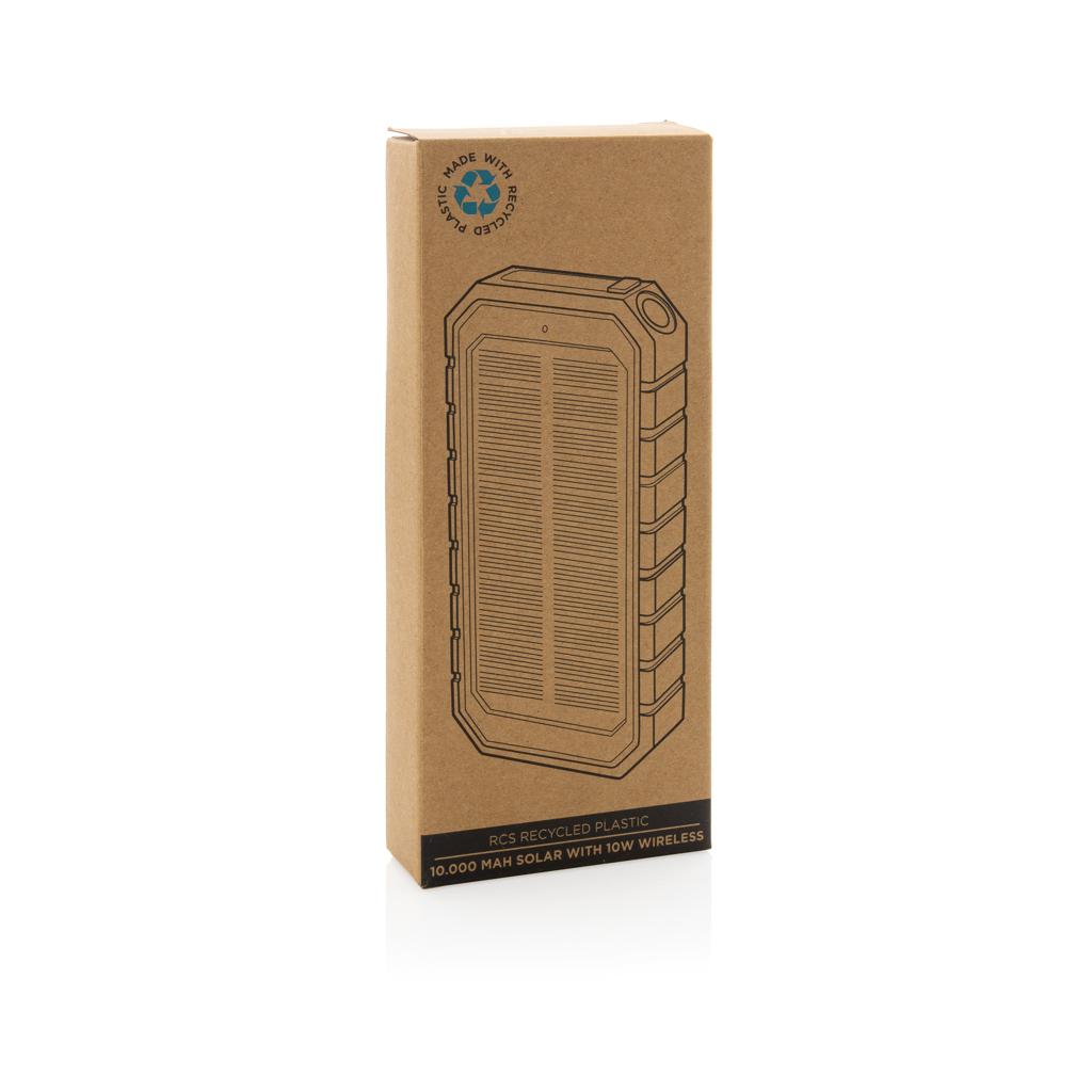 Powerbank solar din plastic reciclat RCS cu încărcare wireless 10W black