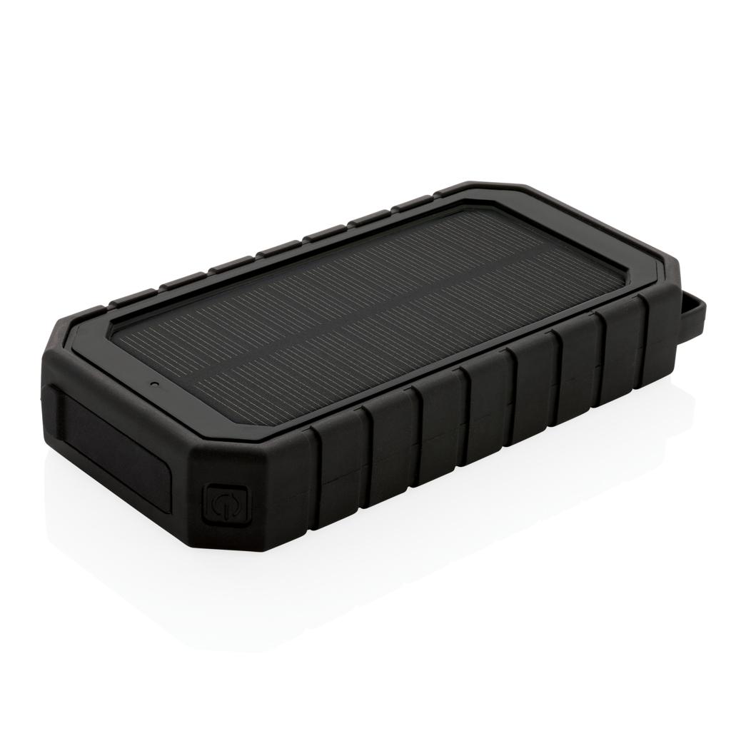 Powerbank solar din plastic reciclat RCS cu încărcare wireless 10W black
