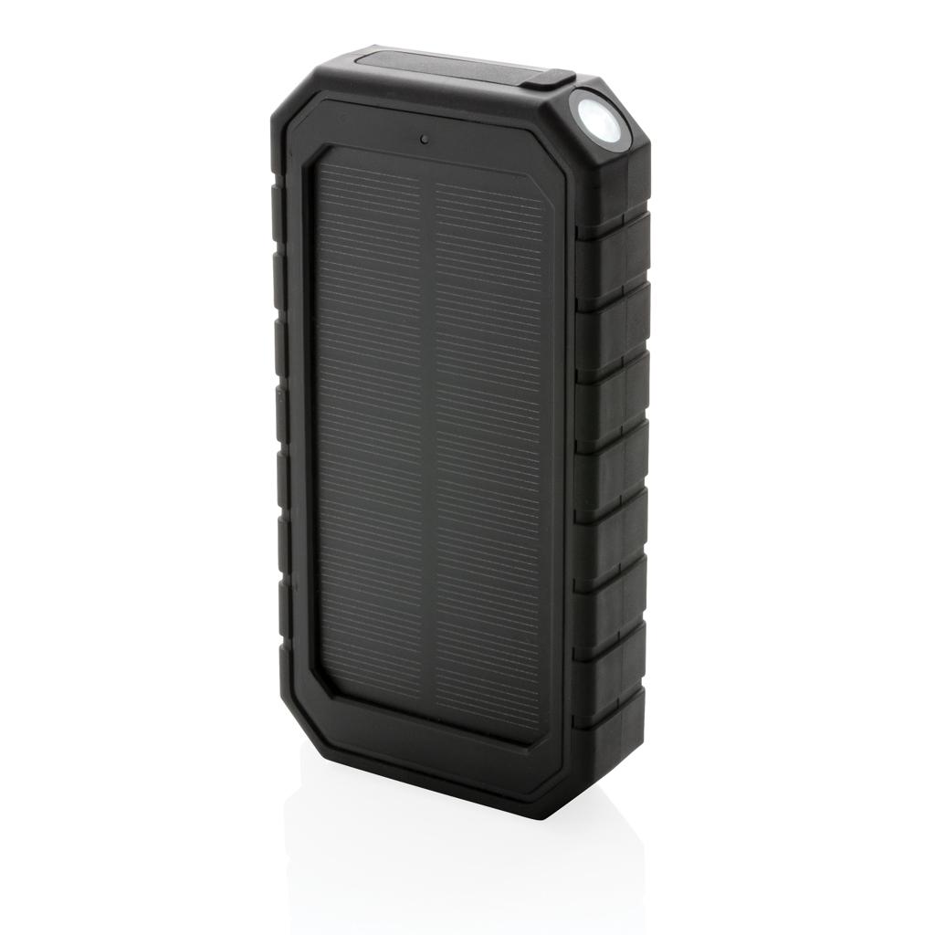 Powerbank solar din plastic reciclat RCS cu încărcare wireless 10W black