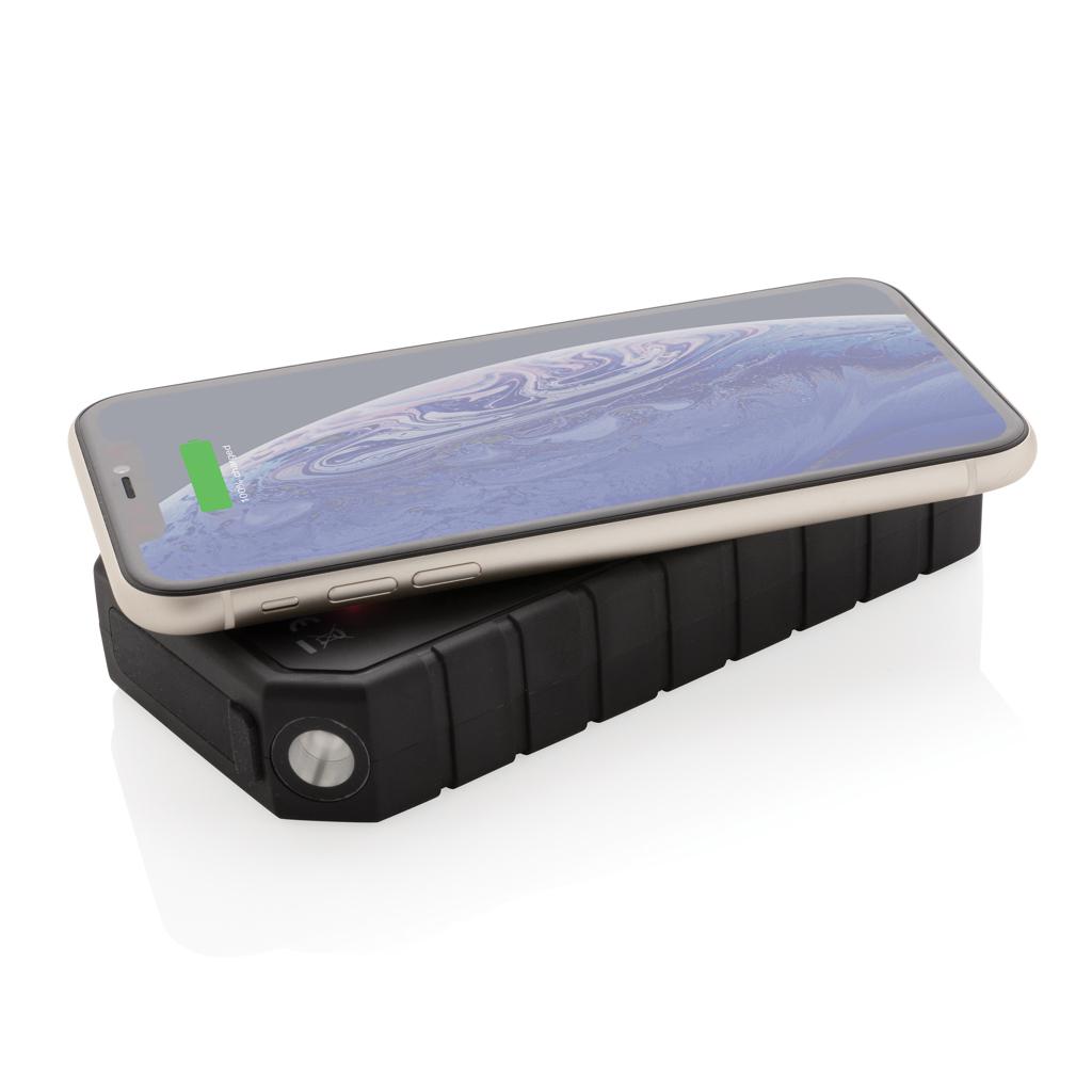 Powerbank solar din plastic reciclat RCS cu încărcare wireless 10W black