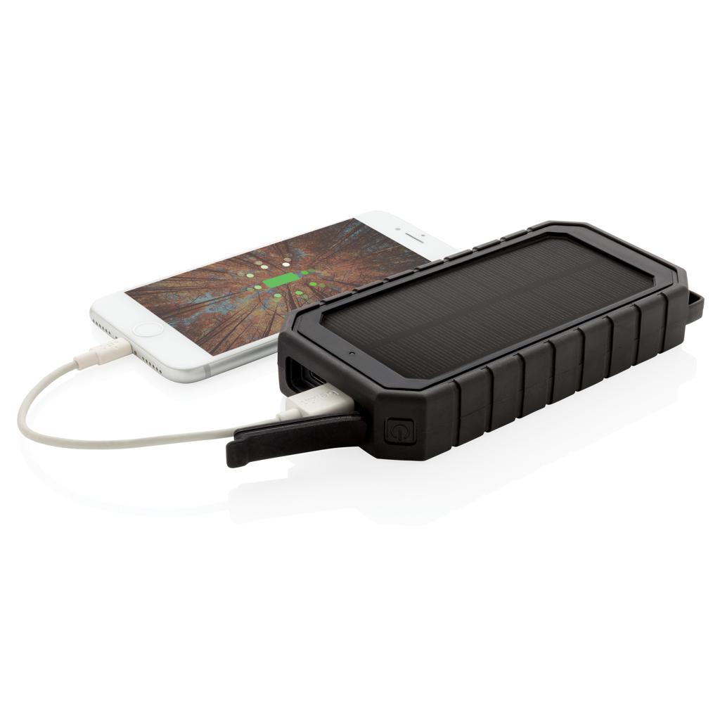 Powerbank solar din plastic reciclat RCS cu încărcare wireless 10W black