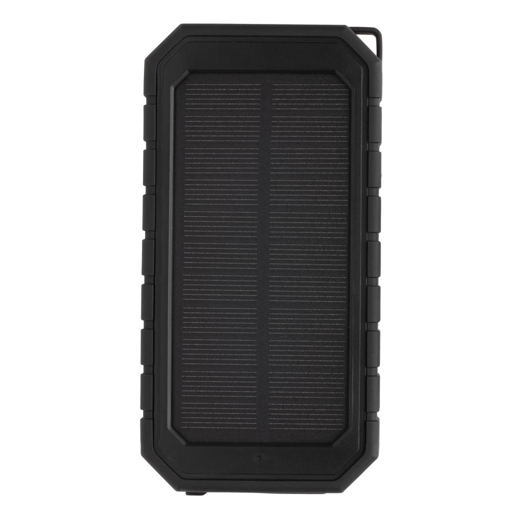 Powerbank solar din plastic reciclat RCS cu încărcare wireless 10W black