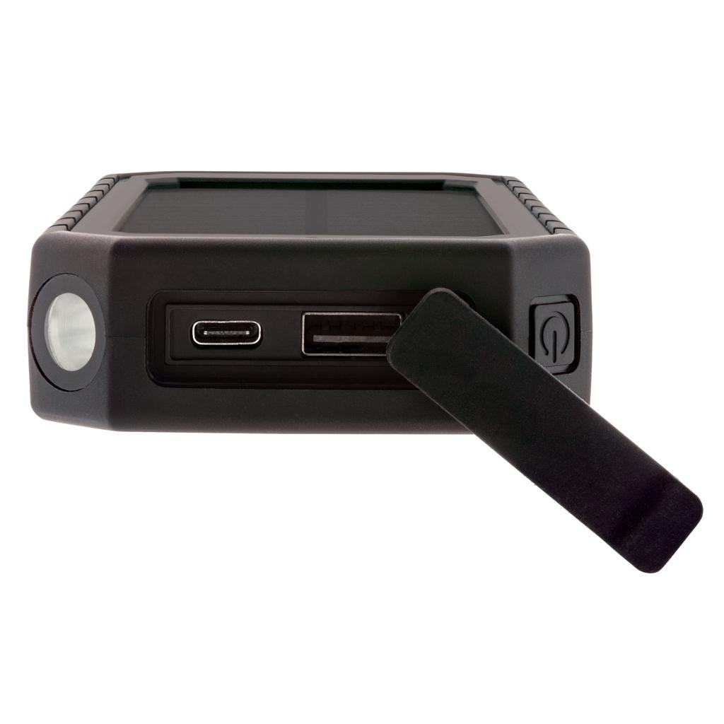 Powerbank solar din plastic reciclat RCS cu încărcare wireless 10W black