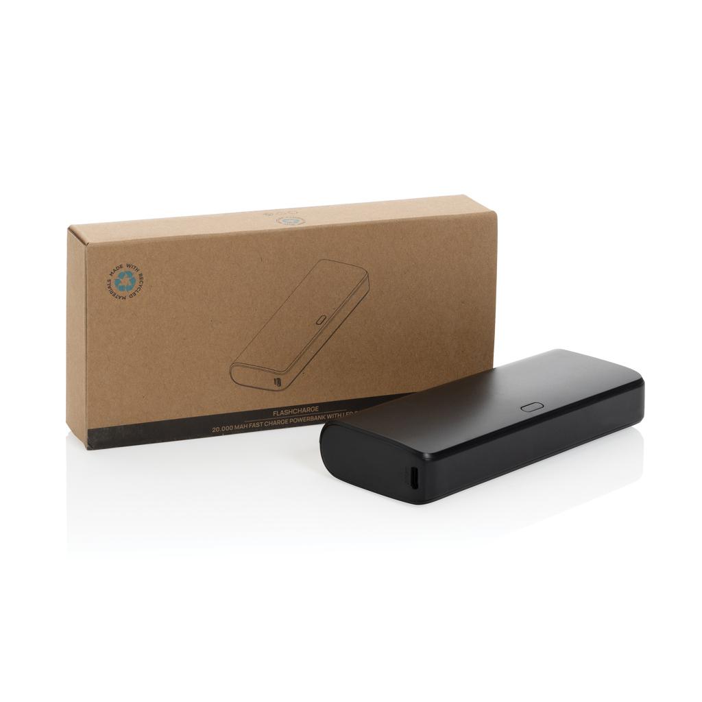 Powerbank cu încărcare rapidă FlashCharge din plastic reciclat RCS 20.000 mAh black