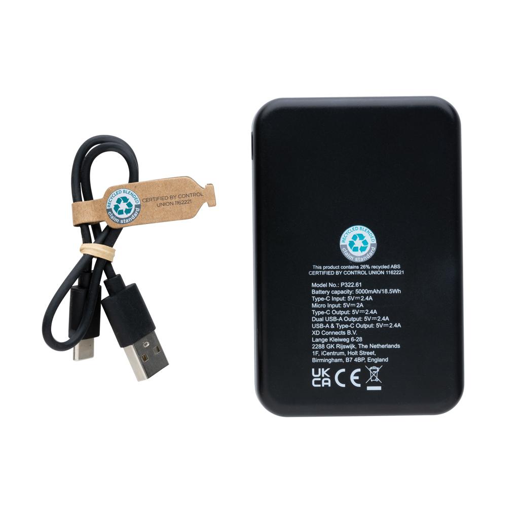 Powerbank din plastic reciclat RCS 5.000 mAh black