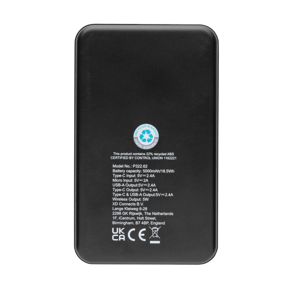 Powerbank wireless 5W din plastic reciclat RCS 5.000 mAh black
