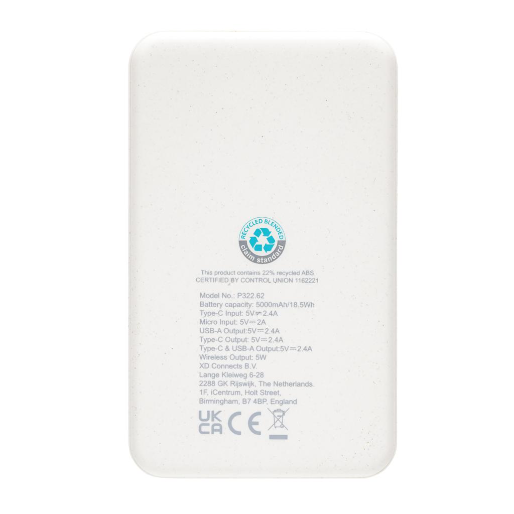 Powerbank wireless 5W din plastic reciclat RCS 5.000 mAh transparent