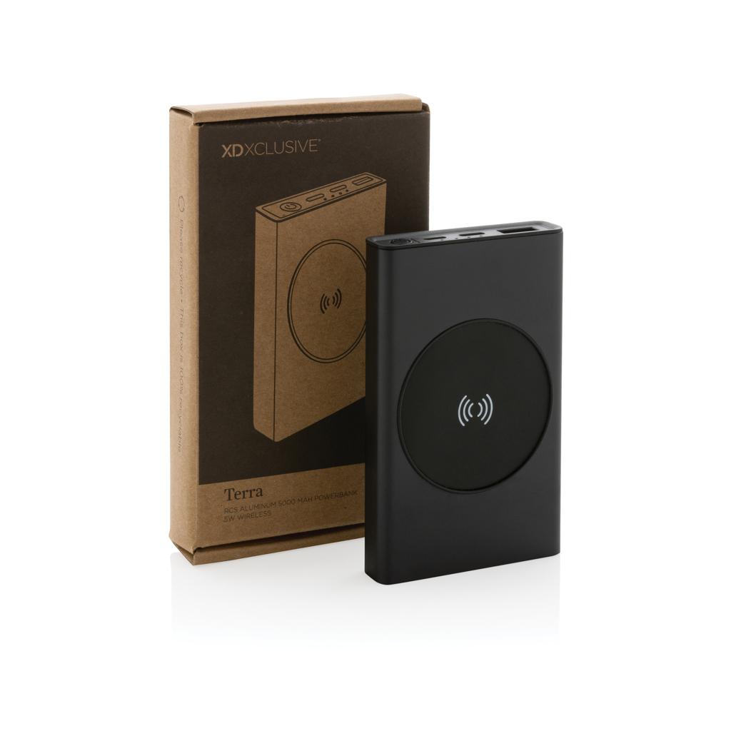 Powerbank wireless 5W Terra din aluminiu reciclat RCS 5.000 mAh grey