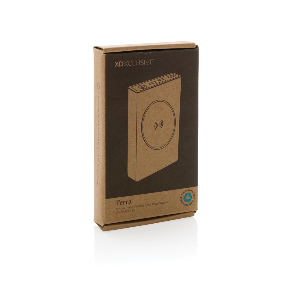 Powerbank wireless 5W Terra din aluminiu reciclat RCS 5.000 mAh grey