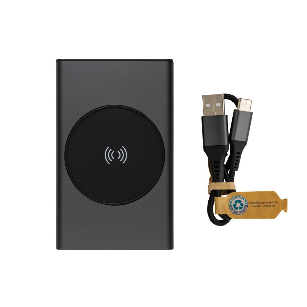 Powerbank wireless 5W Terra din aluminiu reciclat RCS 5.000 mAh grey