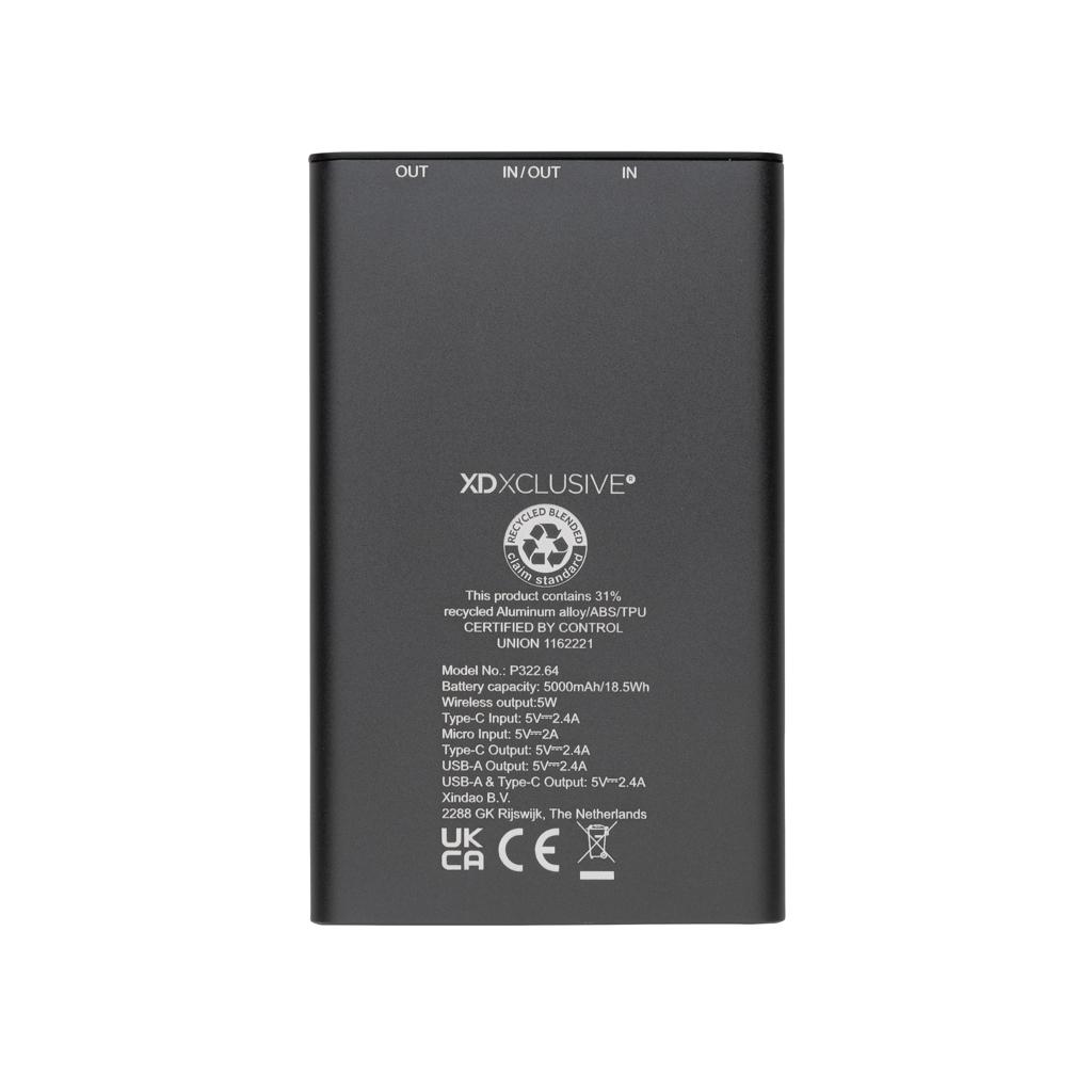 Powerbank wireless 5W Terra din aluminiu reciclat RCS 5.000 mAh grey
