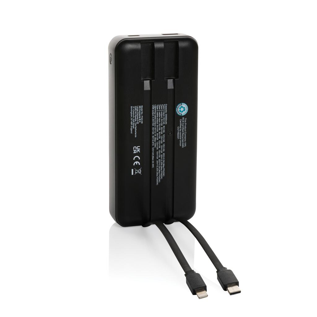 Powerbank Gridley din plastic reciclat RCS 20.000 mAh 65W pentru laptop black