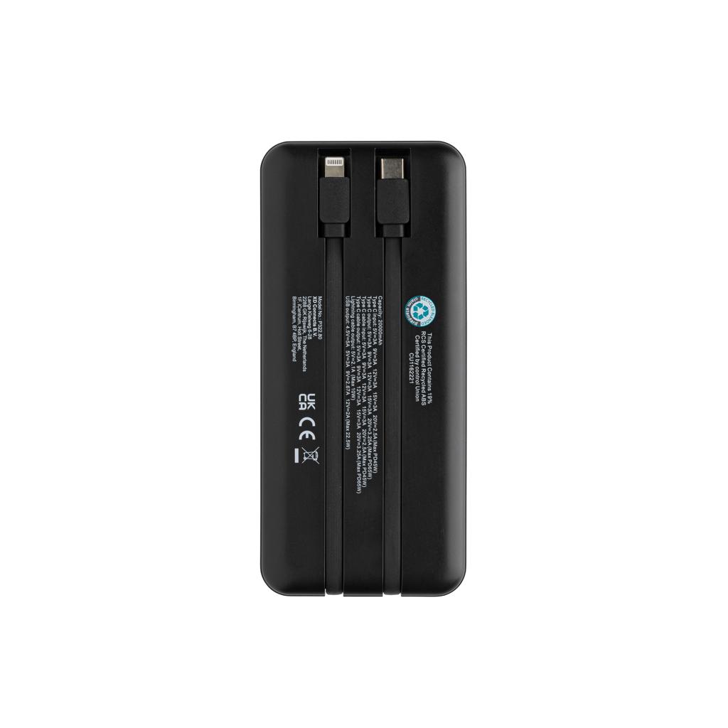Powerbank Gridley din plastic reciclat RCS 20.000 mAh 65W pentru laptop black