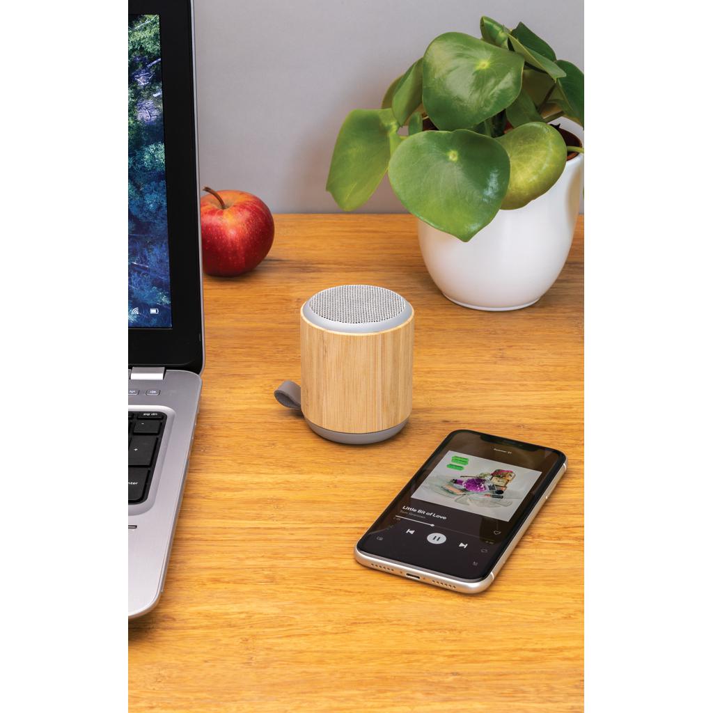 Difuzor wireless de 3W din bambus și material textil brown