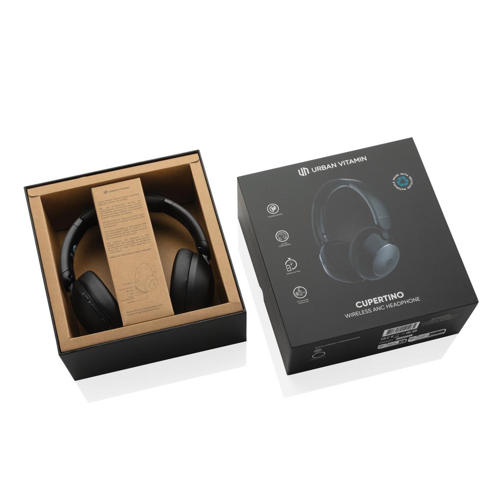 Căști cu ANC, din plastic reciclat RCS Cupertino Urban Vitamin  black
