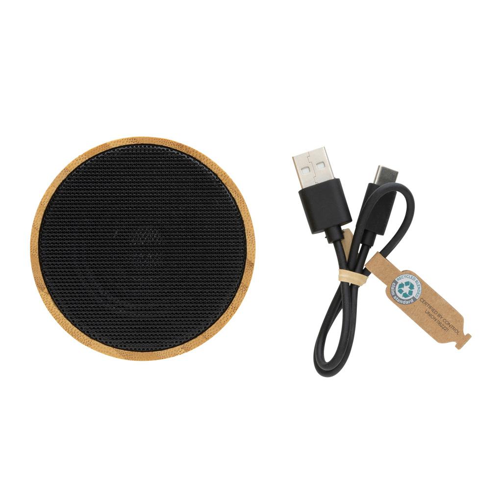 Difuzor wireless de 3W din plastic reciclat RCS și bambus black