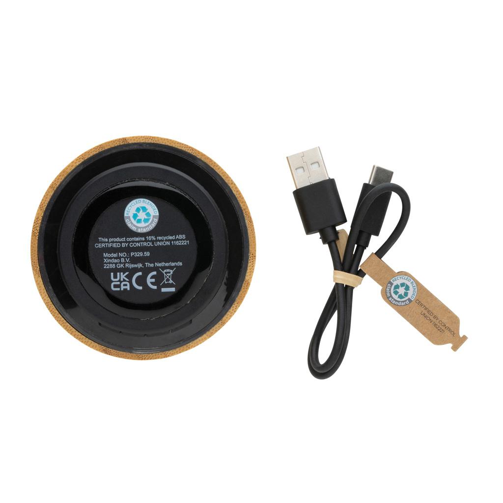 Difuzor wireless de 3W din plastic reciclat RCS și bambus black