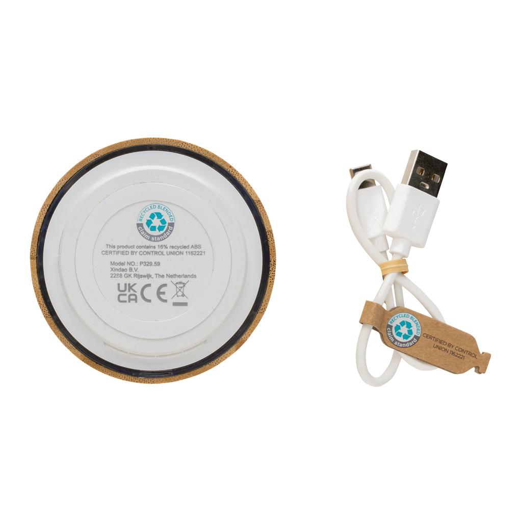 Difuzor wireless de 3W din plastic reciclat RCS și bambus transparent