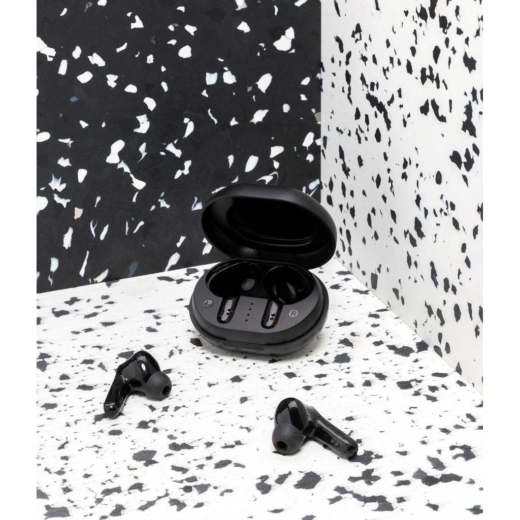 Căști TWS din plastic reciclat conform standardului RCS black