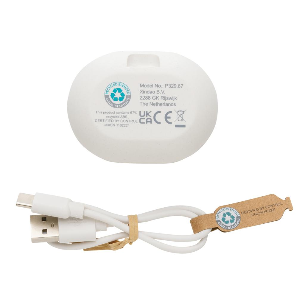 Căști TWS din plastic reciclat conform standardului RCS transparent