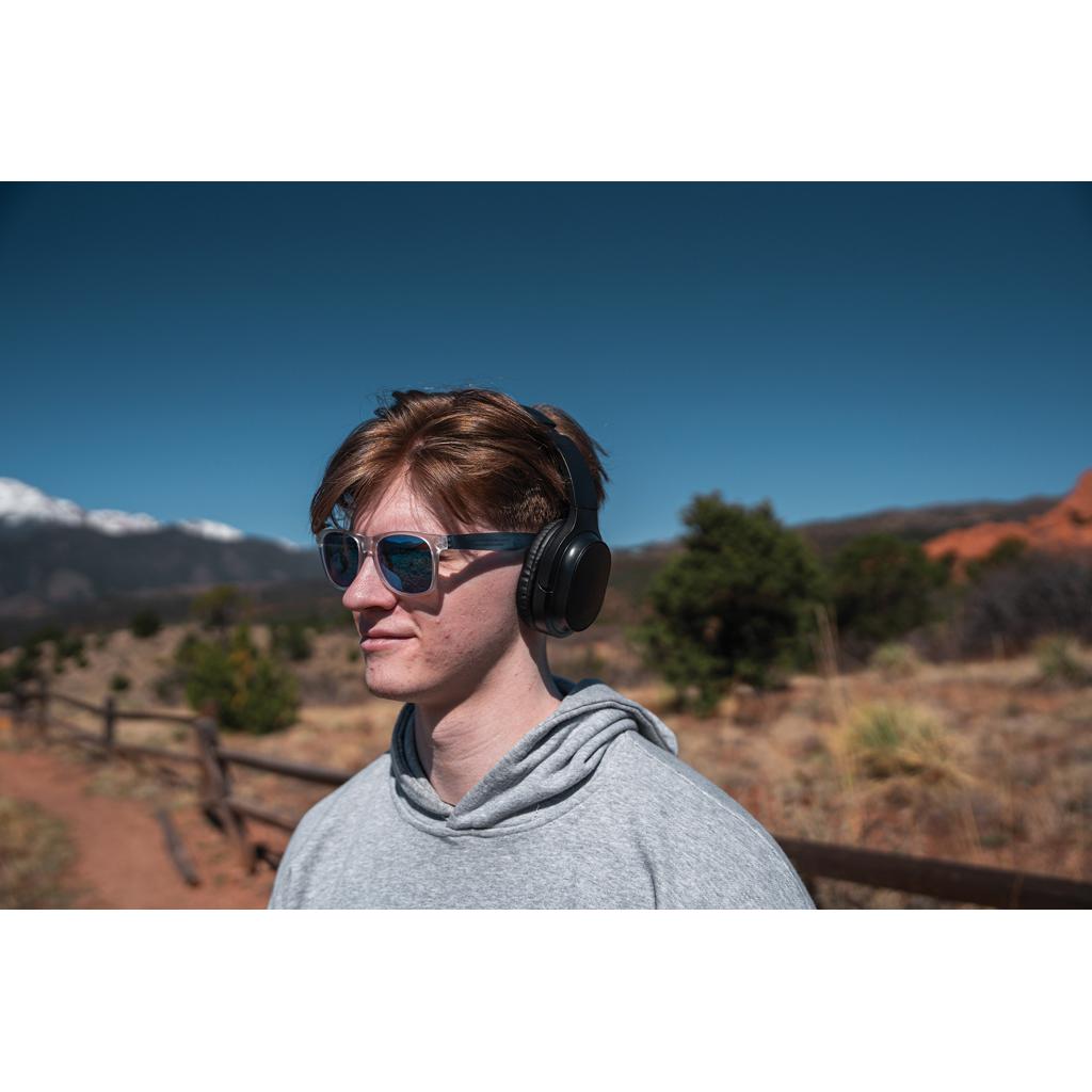 Căști wirelesspliabile din plastic reciclat RCS Elite  black