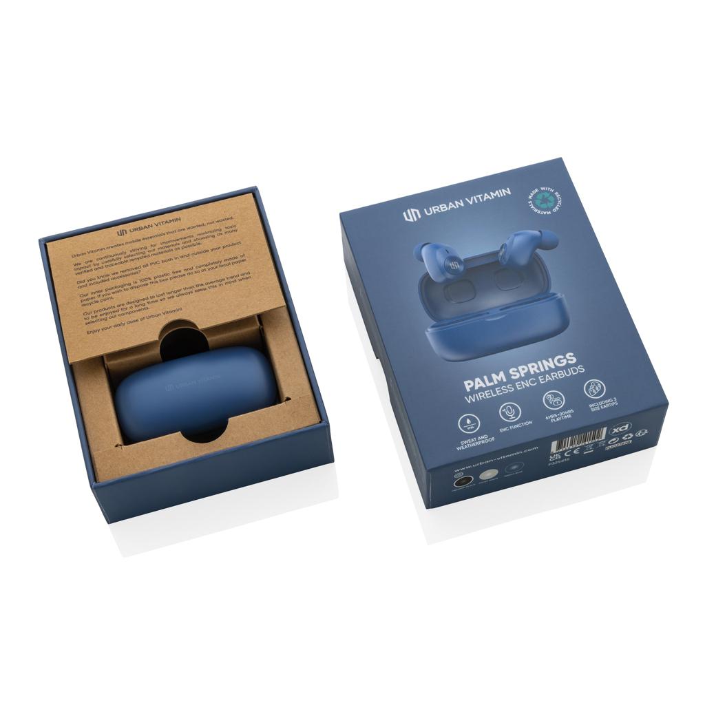 Căști cu ENC, din plastic reciclat RCS Palm Springs Urban Vitamin  blue