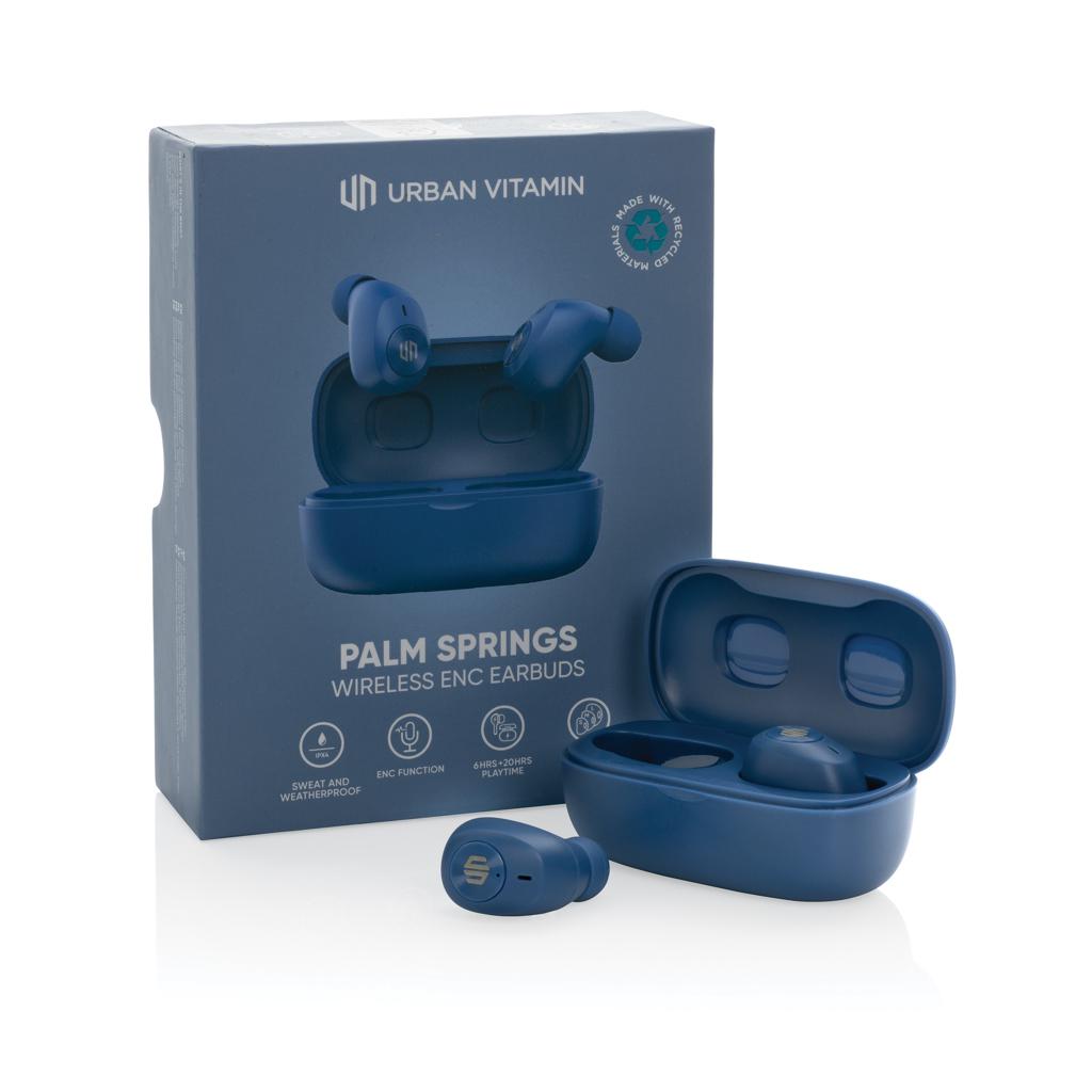 Căști cu ENC, din plastic reciclat RCS Palm Springs Urban Vitamin  blue