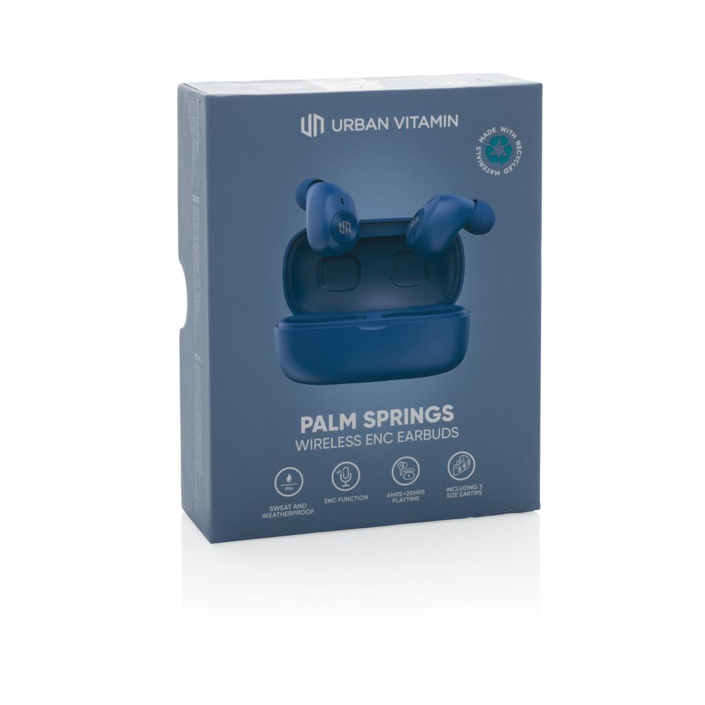 Căști cu ENC, din plastic reciclat RCS Palm Springs Urban Vitamin  blue