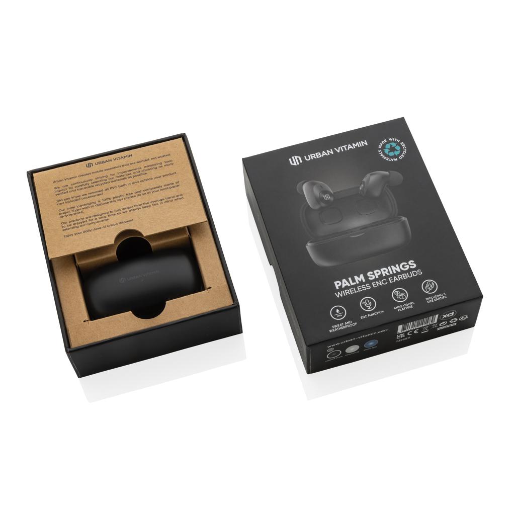 Căști cu ENC, din plastic reciclat RCS Palm Springs Urban Vitamin  black