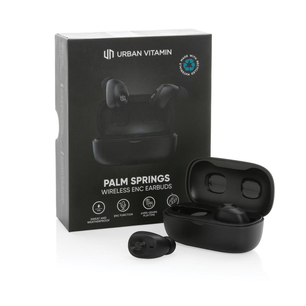 Căști cu ENC, din plastic reciclat RCS Palm Springs Urban Vitamin  black