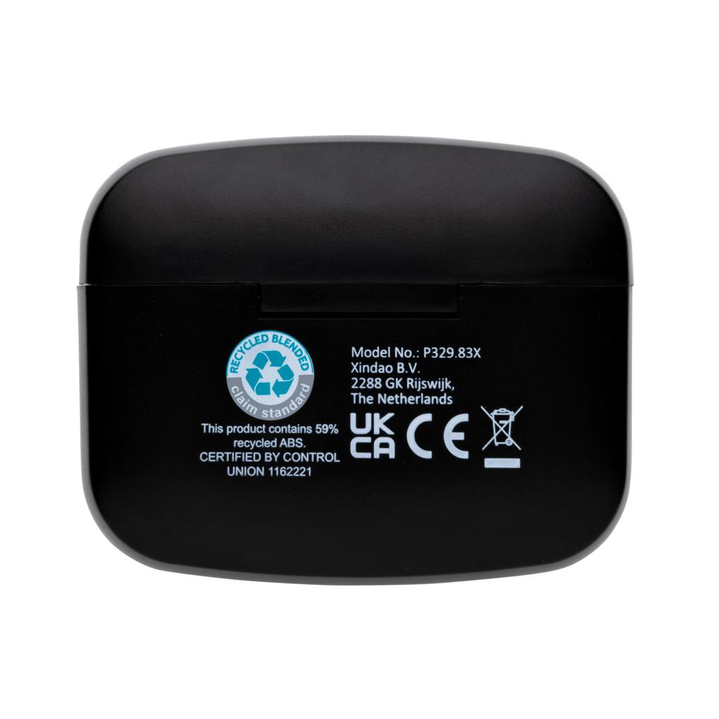 Căști TWS cu ANC, din plastic reciclat RCS Swiss Peak black