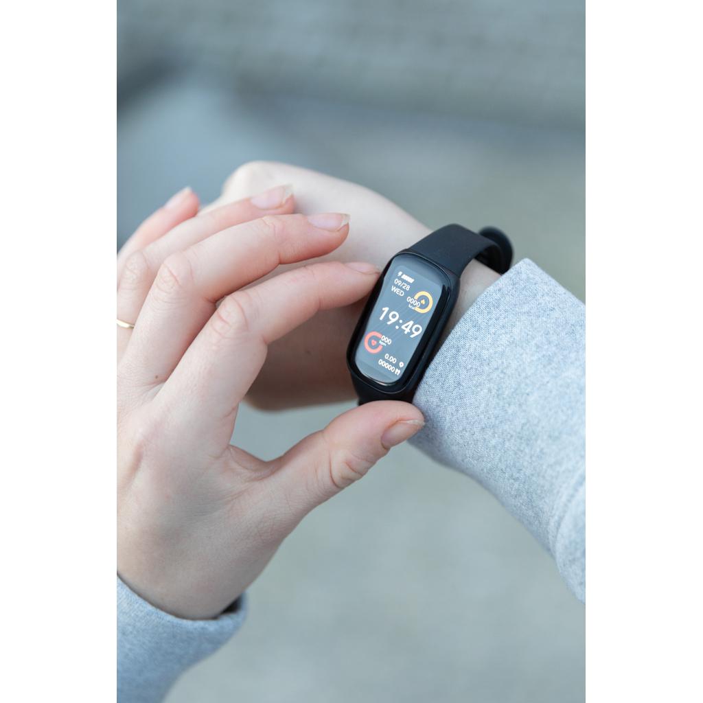 Ceas de activitate din TPU reciclat RCS, ecran de 1,47'' cu monitor de ritm cardiac black