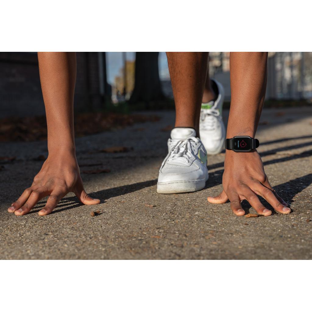 Ceas de activitate din TPU reciclat RCS, ecran de 1,47'' cu monitor de ritm cardiac black