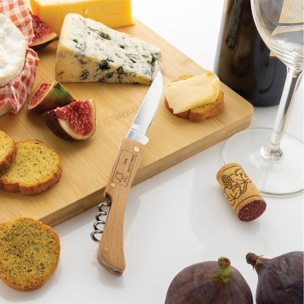 Cuțit din lemn cu deschizător de sticle brown