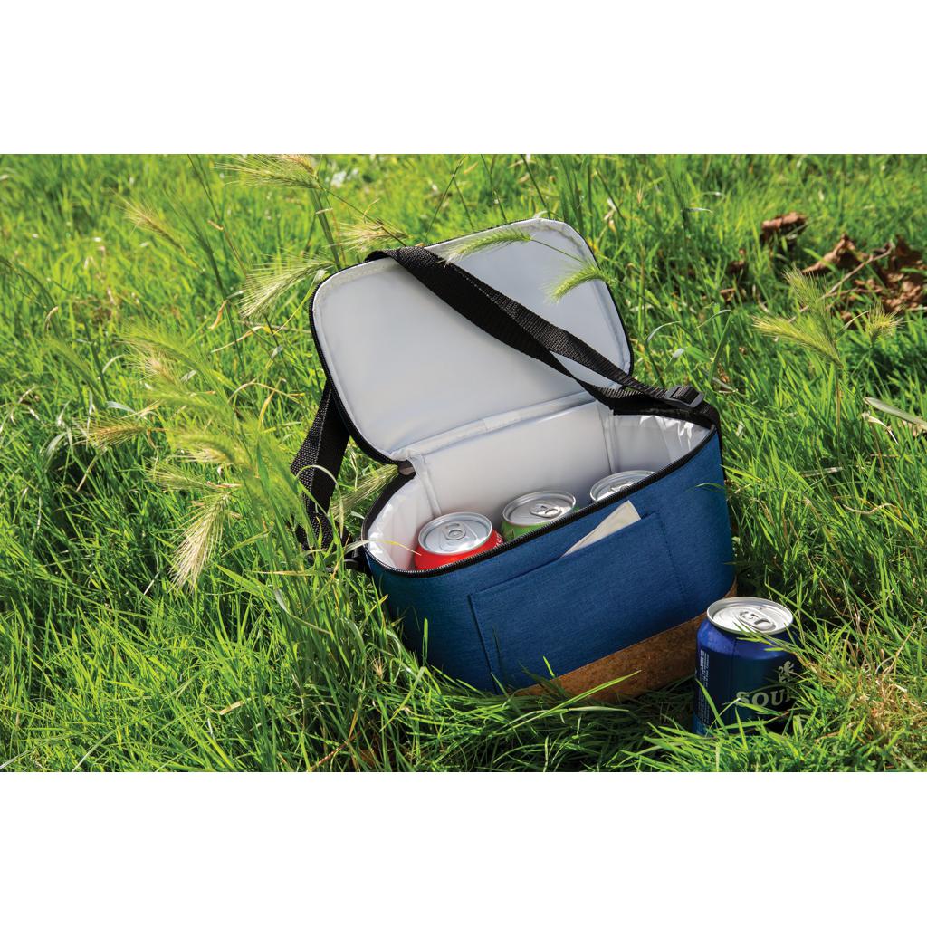 Geantă de răcire în două tonuri cu detaliu din plută blue