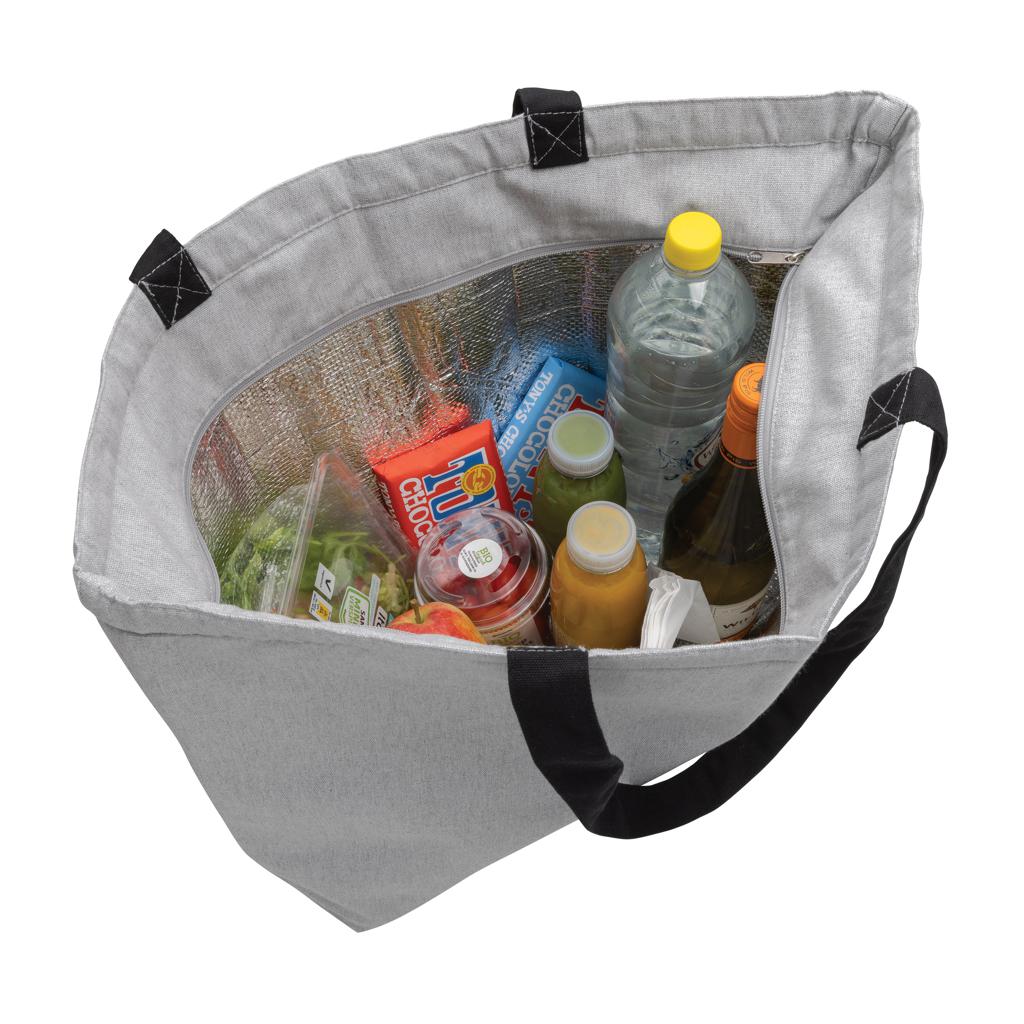 Geantă de răcire mare tip tote din pânză reciclată de 285 gsm, nevopsită Impact Aware™ grey