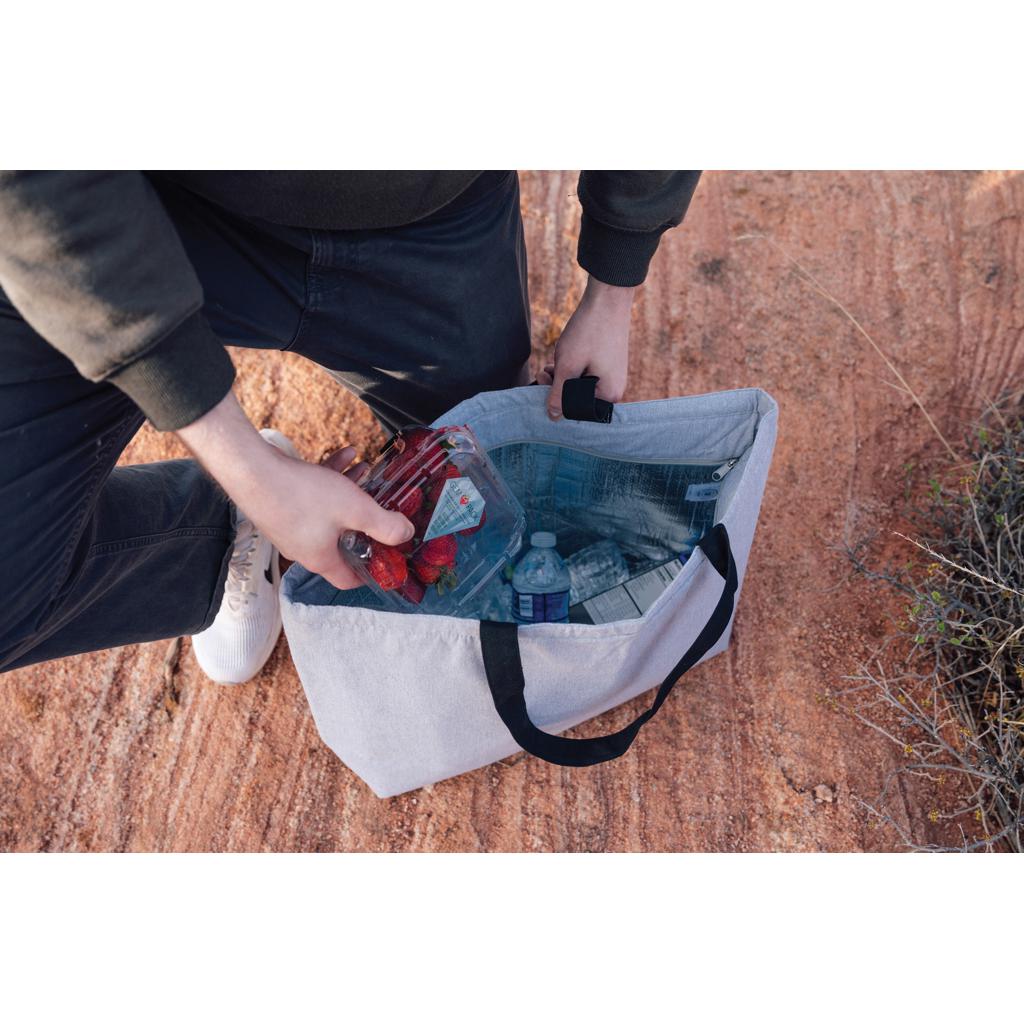 Geantă de răcire mare tip tote din pânză reciclată de 285 gsm, nevopsită Impact Aware™ grey