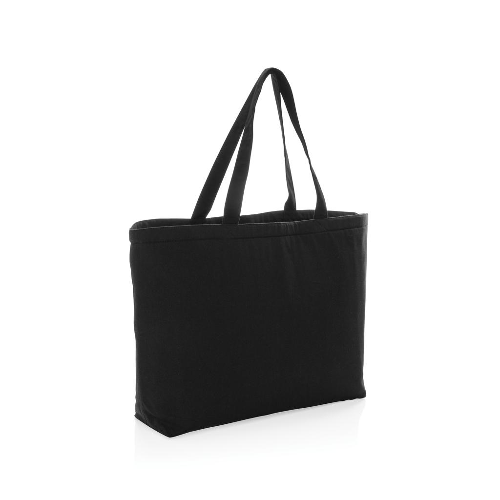 Geantă de răcire mare tip tote din pânză reciclată de 285 gsm, nevopsită Impact Aware™ black